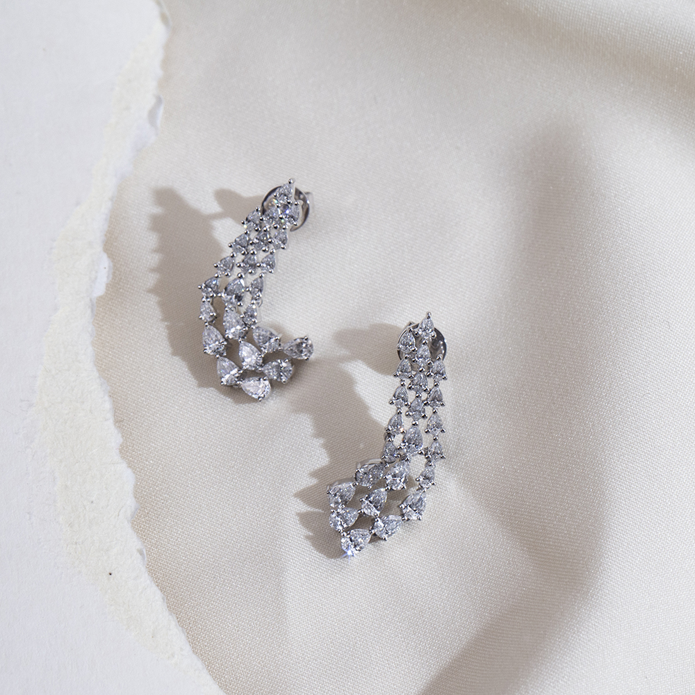 MissDiamond Lab Grown Diamond Platinum Dangle Earrings MSE-816