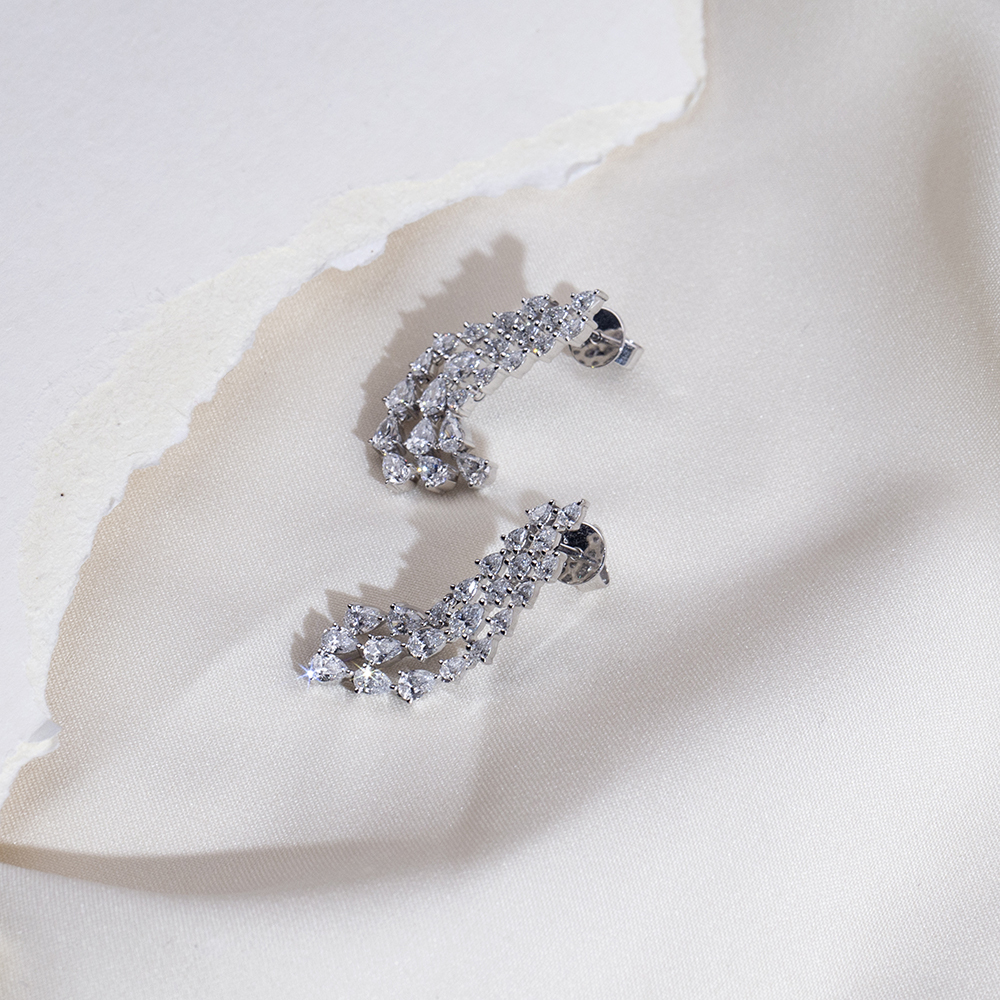 MissDiamond Lab Grown Diamond Platinum Dangle Earrings MSE-816