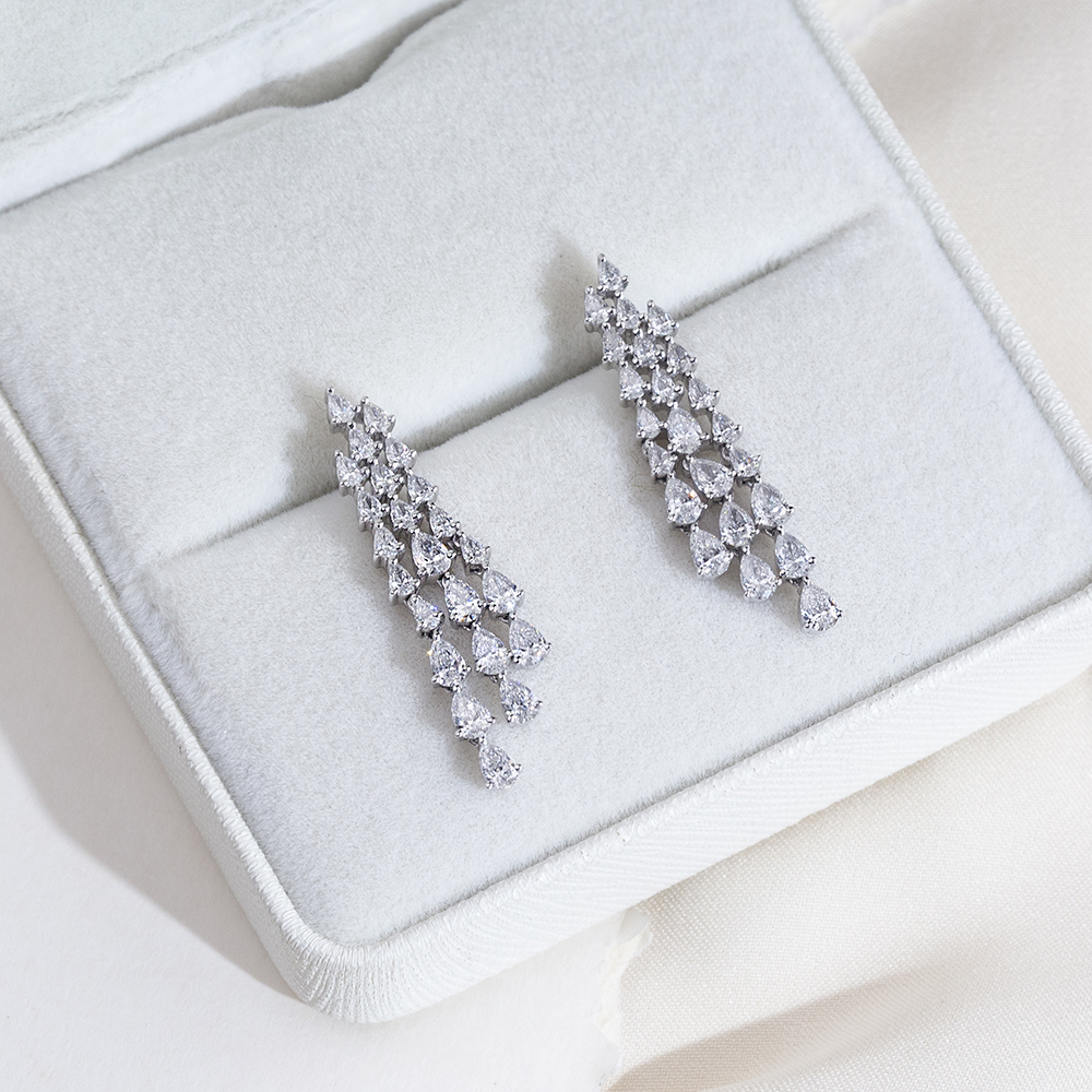 MissDiamond Lab Grown Diamond Platinum Dangle Earrings MSE-816