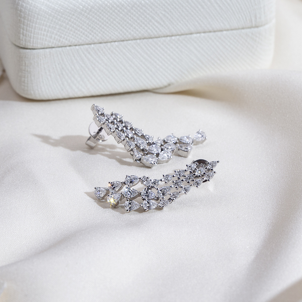 MissDiamond Lab Grown Diamond Platinum Dangle Earrings MSE-816