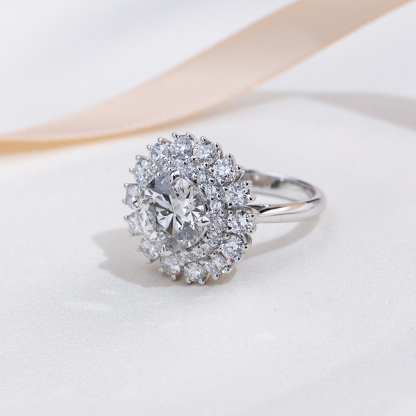 MissDiamond Lab Grown Diamond 5.05CT G VS1 Platinum Halo Ring MSR-293