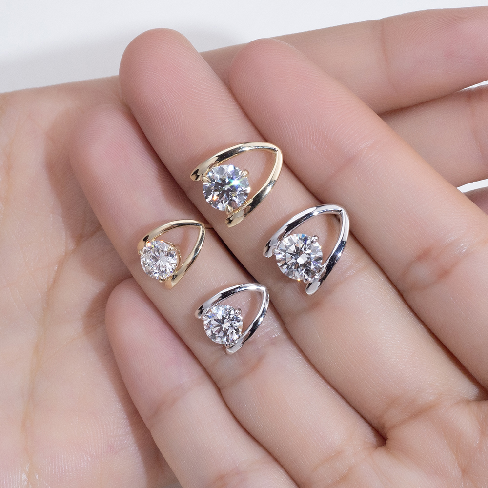 MissDiamond Round Cut Lab Grown Diamond 9K White Gold Hoop Earrings MSE-876