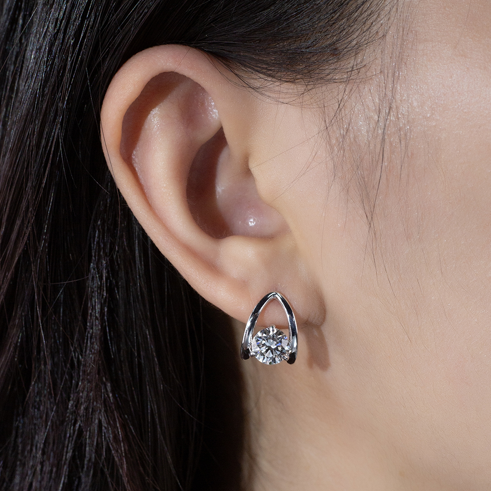 MissDiamond Round Cut Lab Grown Diamond 9K White Gold Hoop Earrings MSE-876