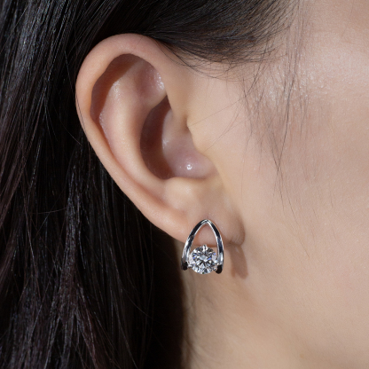 MissDiamond Round Cut Lab Grown Diamond 9K White Gold Hoop Earrings MSE-876