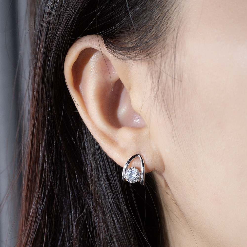 MissDiamond Round Cut Lab Grown Diamond 9K White Gold Hoop Earrings MSE-876