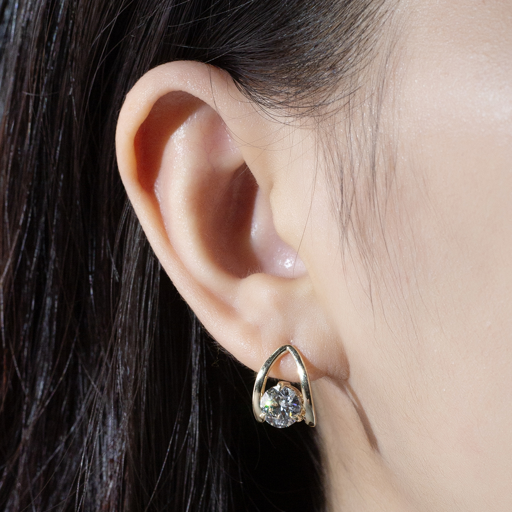 MissDiamond Round Cut Lab Grown Diamond 9K Yellow Gold Hoop Earrings MSE-876