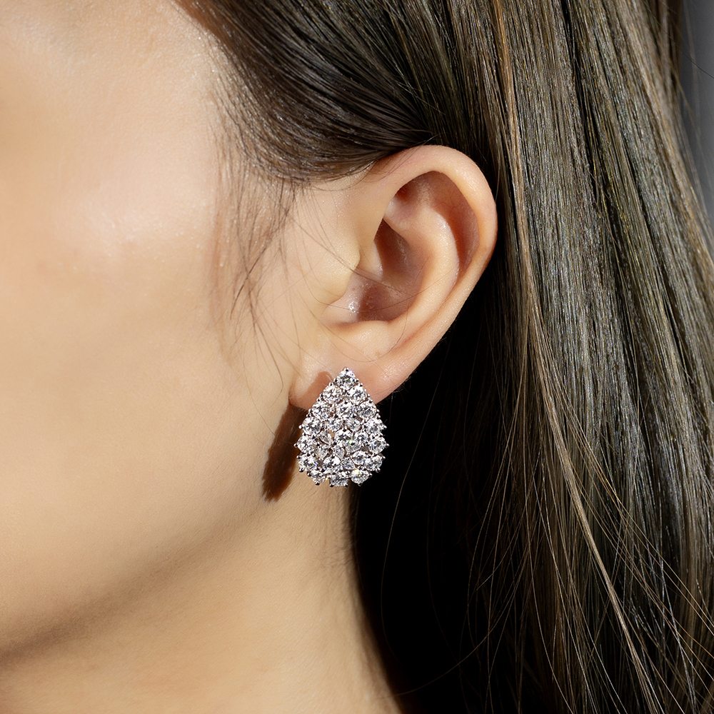 Pear Shape Lab Grown Diamond D VVS2 18K White Gold Earrings MSE-775