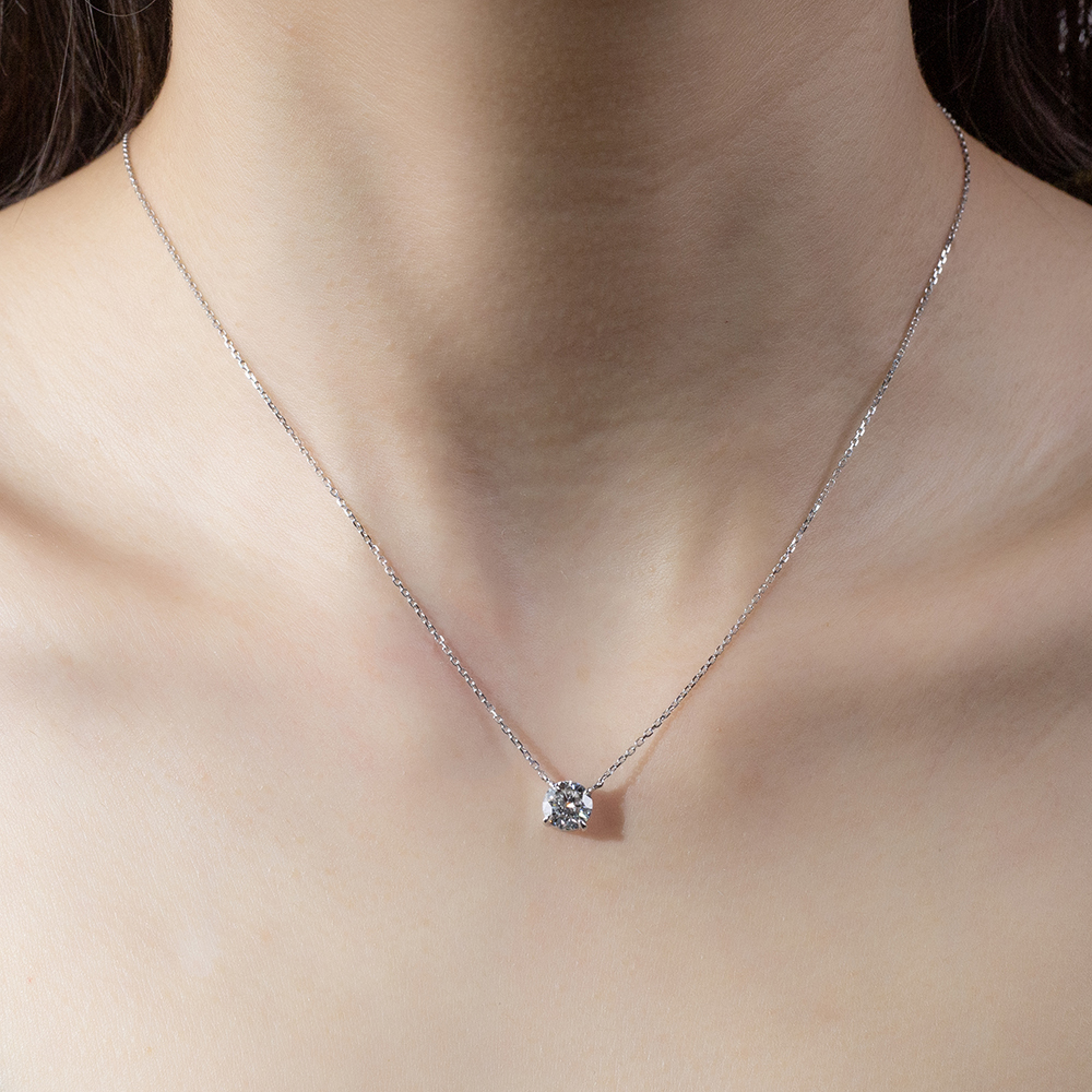 MissDiamond Round Cut Lab Grown Diamond 1CT 9K White Gold Pendant Necklace MSN-961