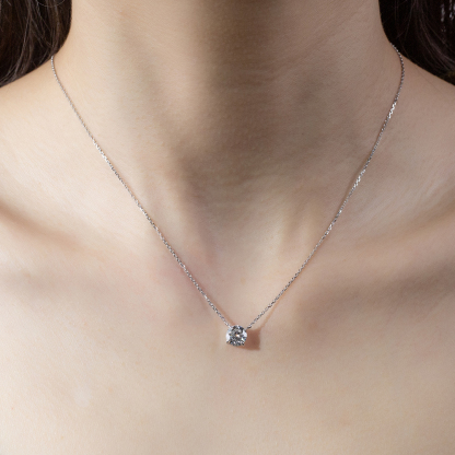 MissDiamond Round Cut Lab Grown Diamond 1CT 9K White Gold Pendant Necklace MSN-961