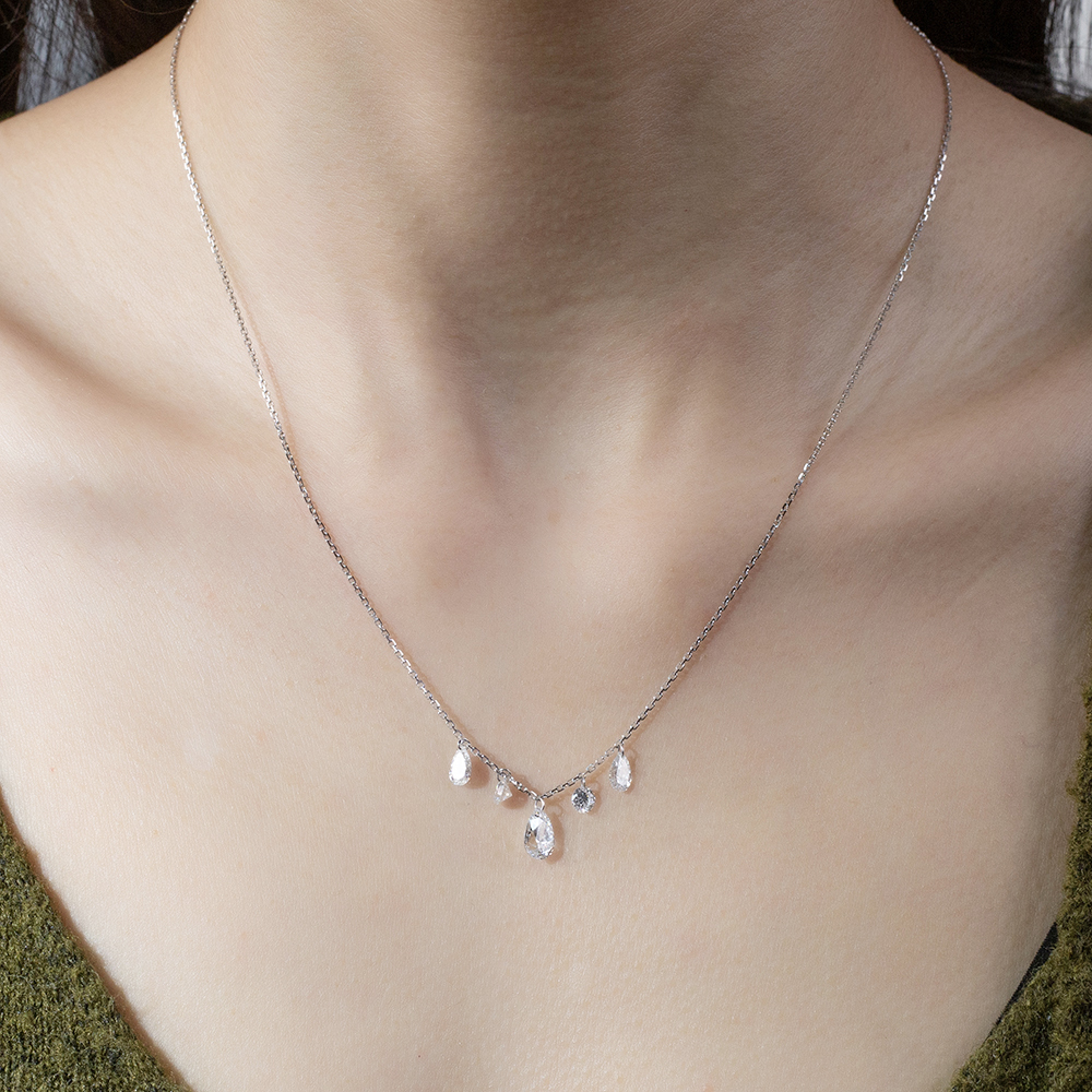 MissDiamond Pear Cut Lab Grown Diamond 1CT 9K White Gold Pendant Necklace MSN-959