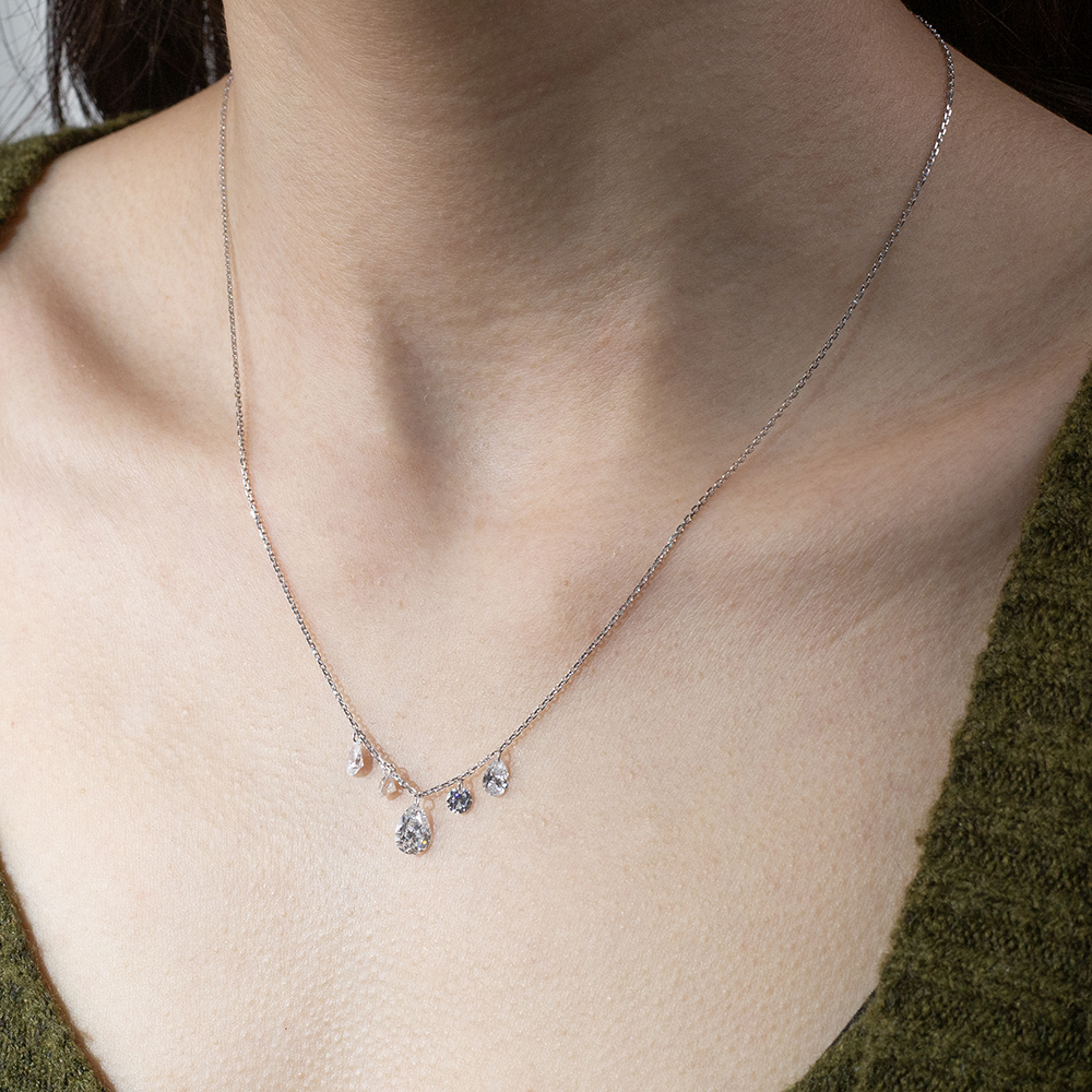 MissDiamond Pear Cut Lab Grown Diamond 1CT 9K White Gold Pendant Necklace MSN-959