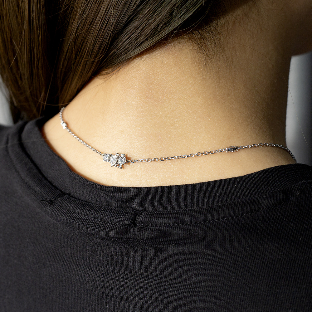 Fancy Shape Cross Pendant Lab Grown Diamond E VVS2 18K White Gold Necklace MSN-843
