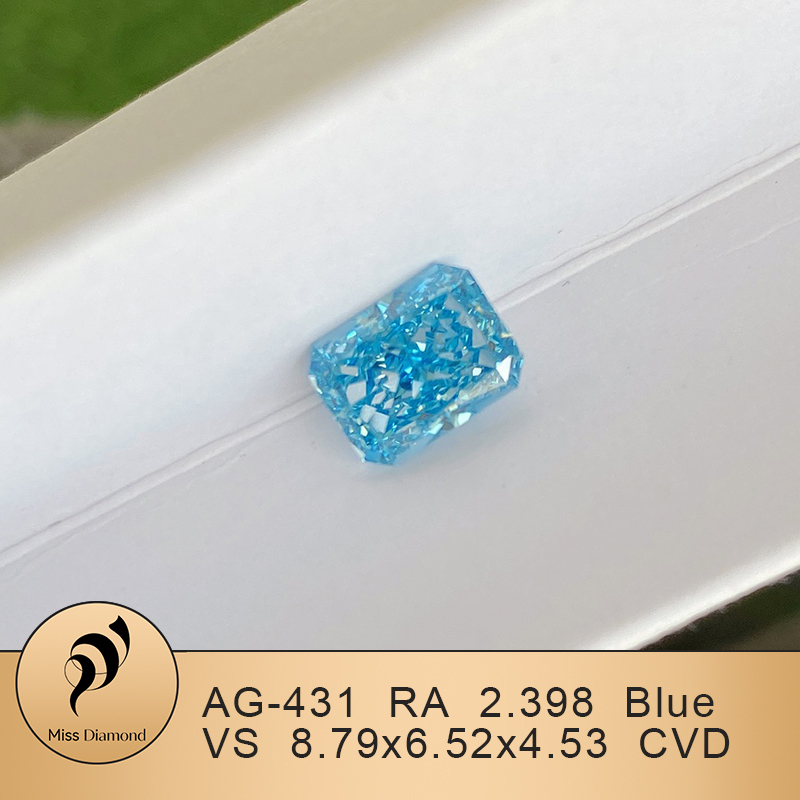 CVD AG-431 Radiant 2.4CT Blue VS Lab Grown Diamond