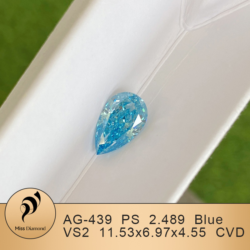 CVD AG-439 Pear 2.5CT Blue VS2 Lab Grown Diamond
