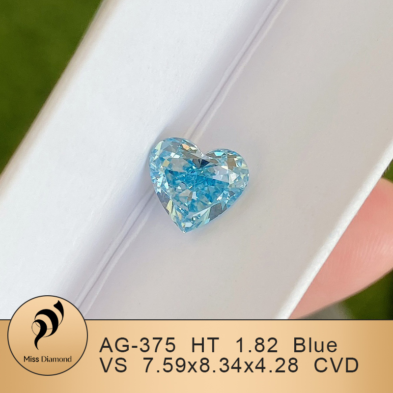 CVD AG-375 Heart 1.8CT Blue VS Lab Grown Diamond