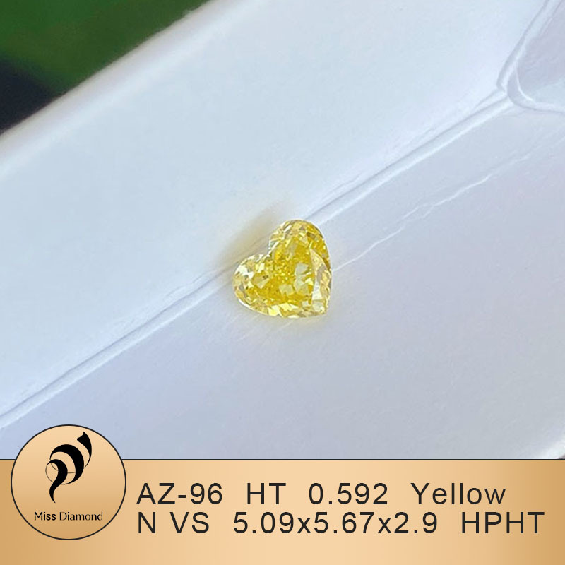 MissDiamond HPHT AZ-96 Heart Shape 0.592CT Yellow N VS Lab Grown Diamond