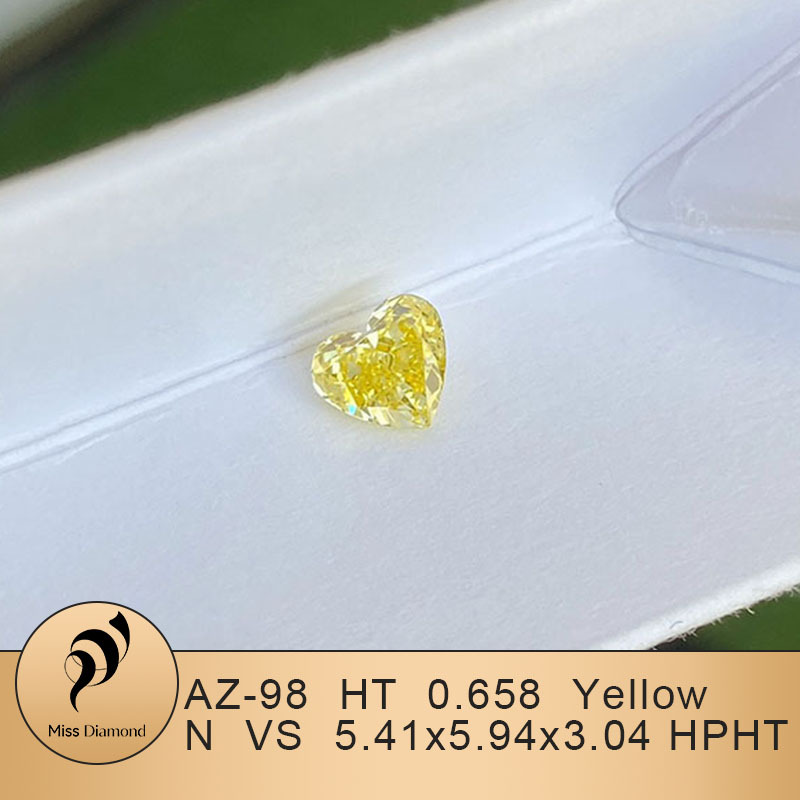 MissDiamond HPHT AZ-98 Heart Shape 0.658CT Yellow N VS Lab Grown Diamond