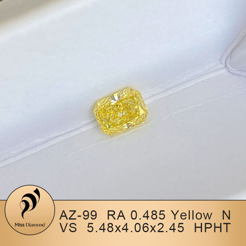 MissDiamond HPHT AZ-99 Radiant Shape 0.485CT Yellow N VS Lab Grown Diamond