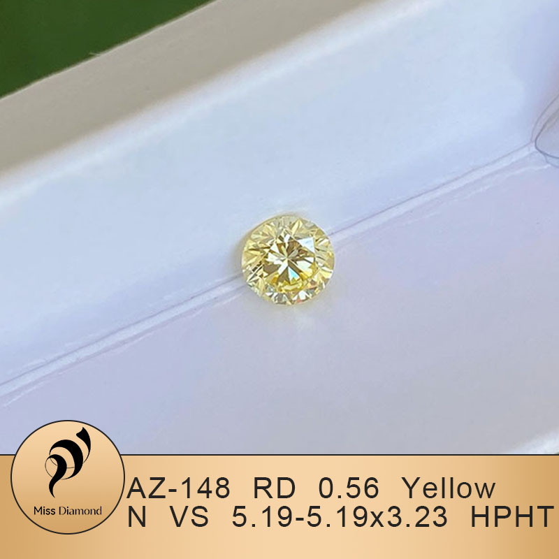 MissDiamond HPHT AZ-148 Round Shape 0.56CT Yellow N VS Lab Grown Diamond