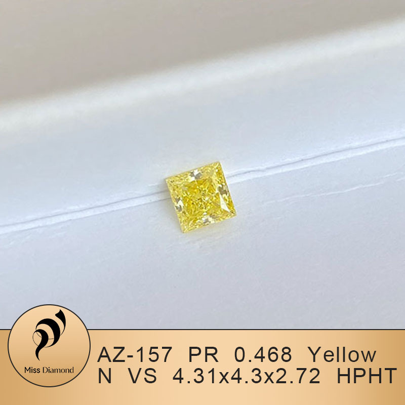 MissDiamond HPHT AZ-157 Princess Square Shape 0.468CT Yellow N VS Lab Grown Diamond