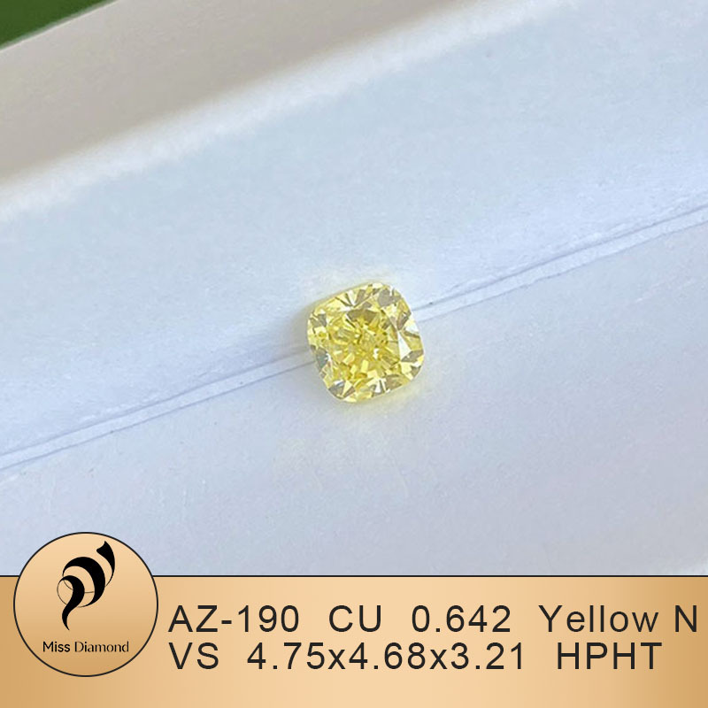 MissDiamond HPHT AZ-190 Cushion Shape 0.642CT Yellow N VS Lab Grown Diamond