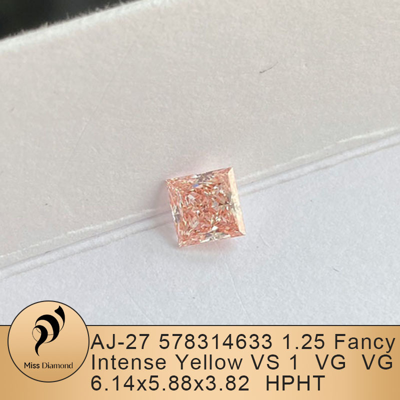 MissDiamond HPHT LG654489682 Princess Square Shape 1.01CT Fancy Intense Pink VS1 EX VG Lab Grown Diamond