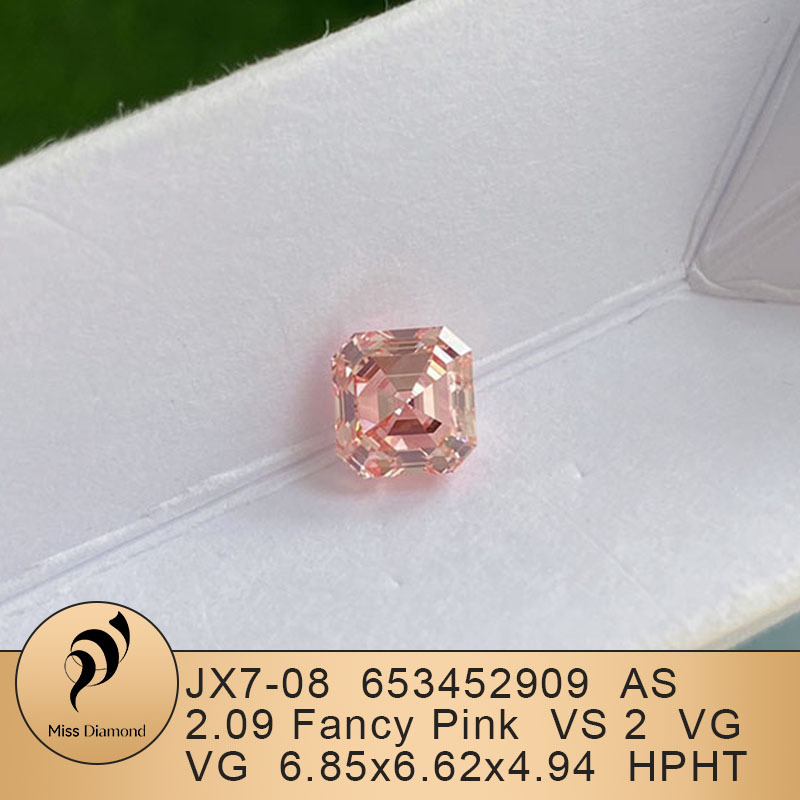 MissDiamond HPHT LG653452909 Asscher Shape 2.09CT Fancy Pink VS2 VG VG Lab Grown Diamond