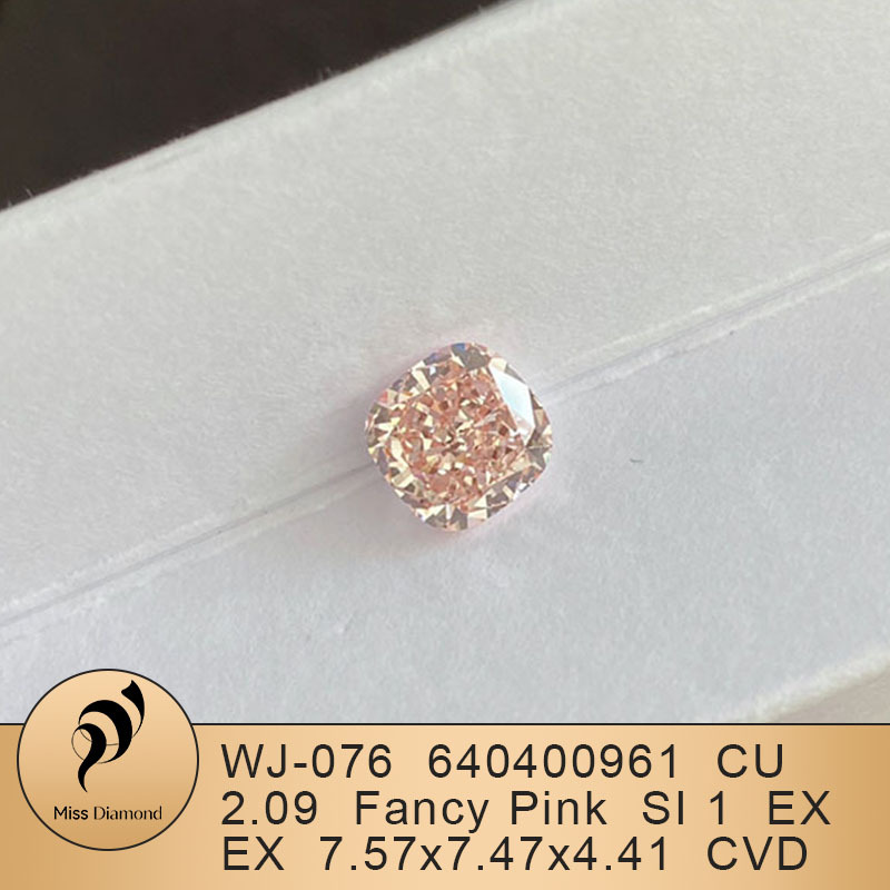 MissDiamond CVD LG640400961 Cushion Shape 2.09CT Fancy Pink SI1 EX EX Lab Grown Diamond
