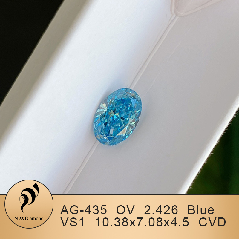 CVD AG-435 Oval 2.4CT Blue VS1 Lab Grown Diamond
