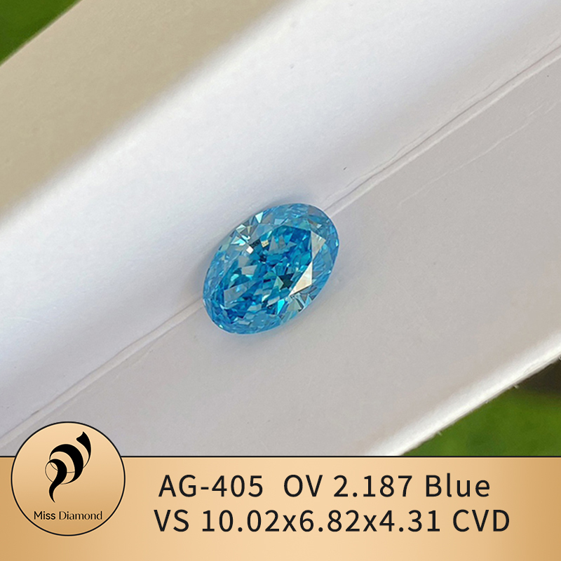 CVD AG-405 Oval 2.2CT Blue VS Lab Grown Diamond