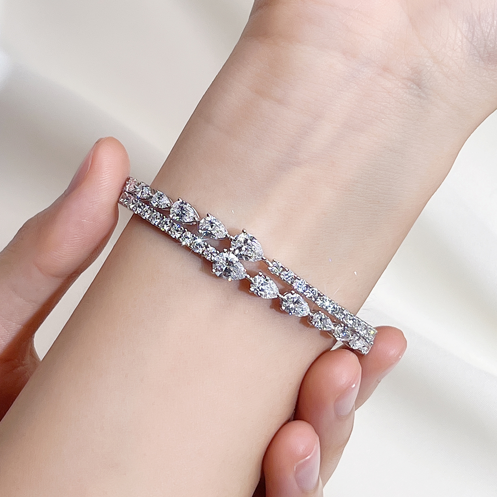 MissDiamond Lab Grown Diamond 18K White Gold Mixed Shape Bracelet MSB-647