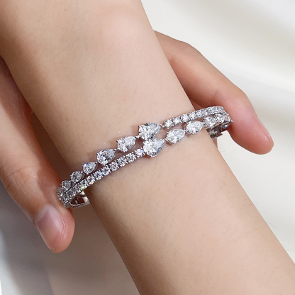 MissDiamond Lab Grown Diamond 18K White Gold Mixed Shape Bracelet MSB-647