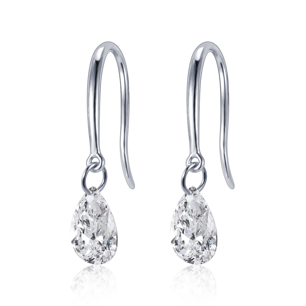 MissDiamond Pear Cut Lab Grown Diamond 1CT 9K White Gold Dangle Earrings MSN-840