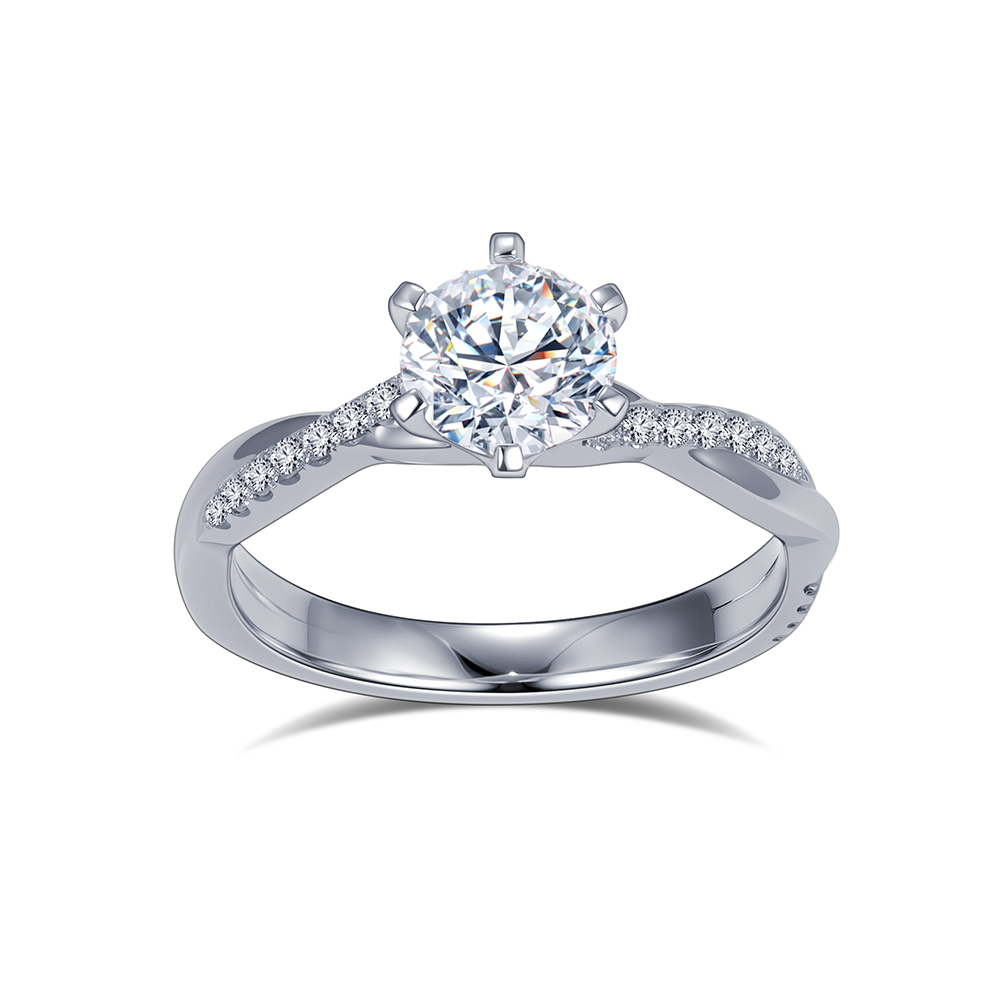 MissDiamond Round Cut Lab Grown Diamond 0.54CT 1.02CT Platinum Accented Solitaire Ring MSR-1379