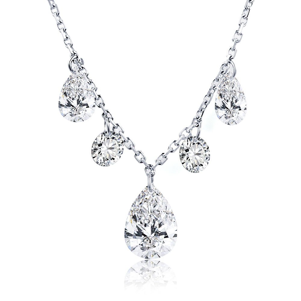 MissDiamond Pear Cut Lab Grown Diamond 1CT 9K White Gold Pendant Necklace MSN-959