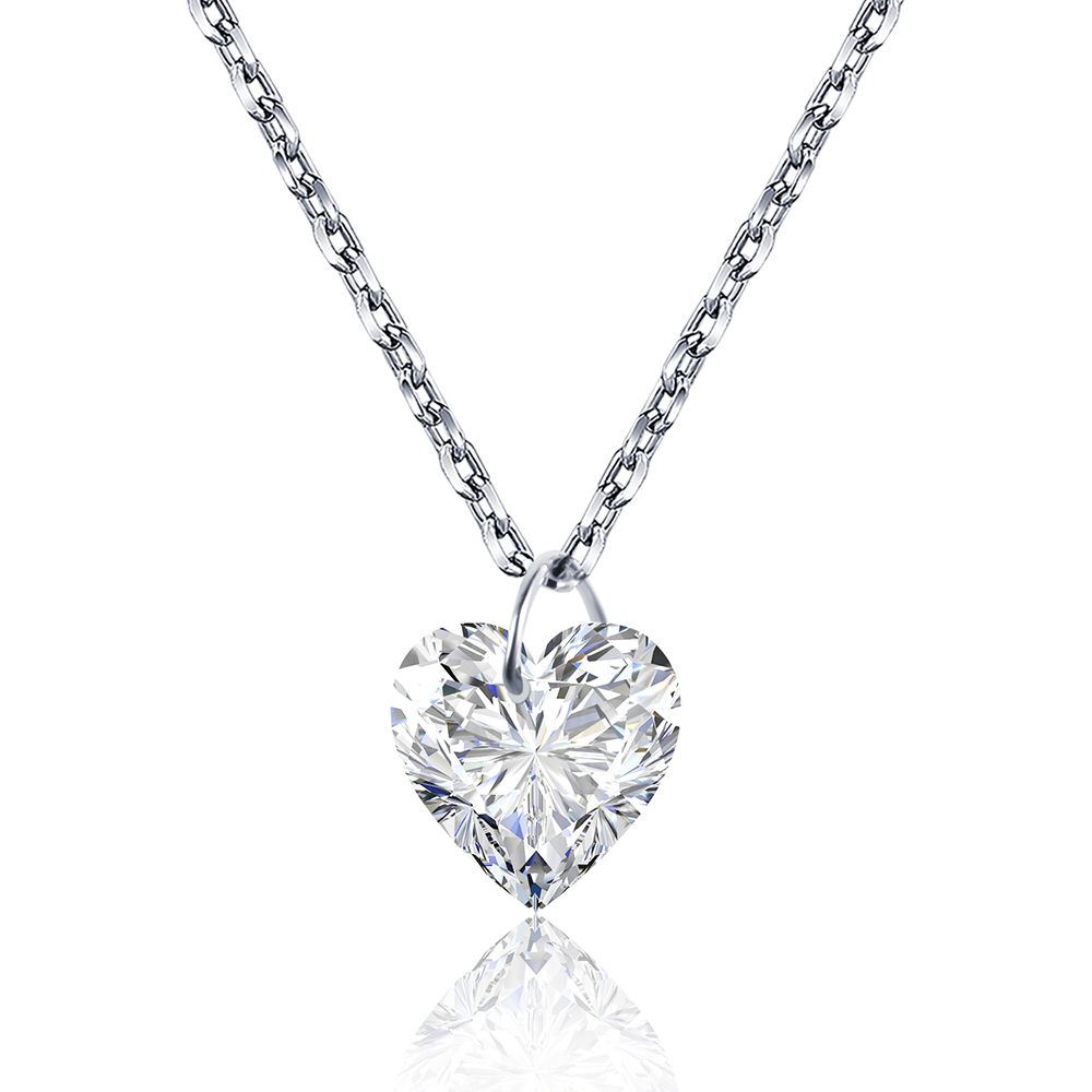 MissDiamond Heart Cut Lab Grown Diamond 1CT 9K White Gold Pendant Necklace MSN-956