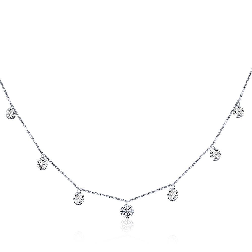 MissDiamond Round Cut Lab Grown Diamond 1CT 9K White Gold Pendant Necklace MSN-960