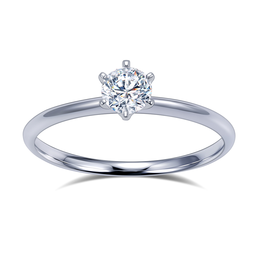 MissDiamond Round Cut Lab Grown Diamond D E F G Platinum Solitaire Ring MSR-058