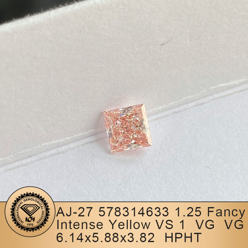 MissDiamond HPHT LG654489682 Princess Square Shape 1.01CT Fancy Intense Pink VS1 EX VG Lab Grown Diamond