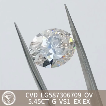 MissDiamond CVD LG587306709 Oval Cut 5.45CT G VS1 EX EX Lab Grown Diamond