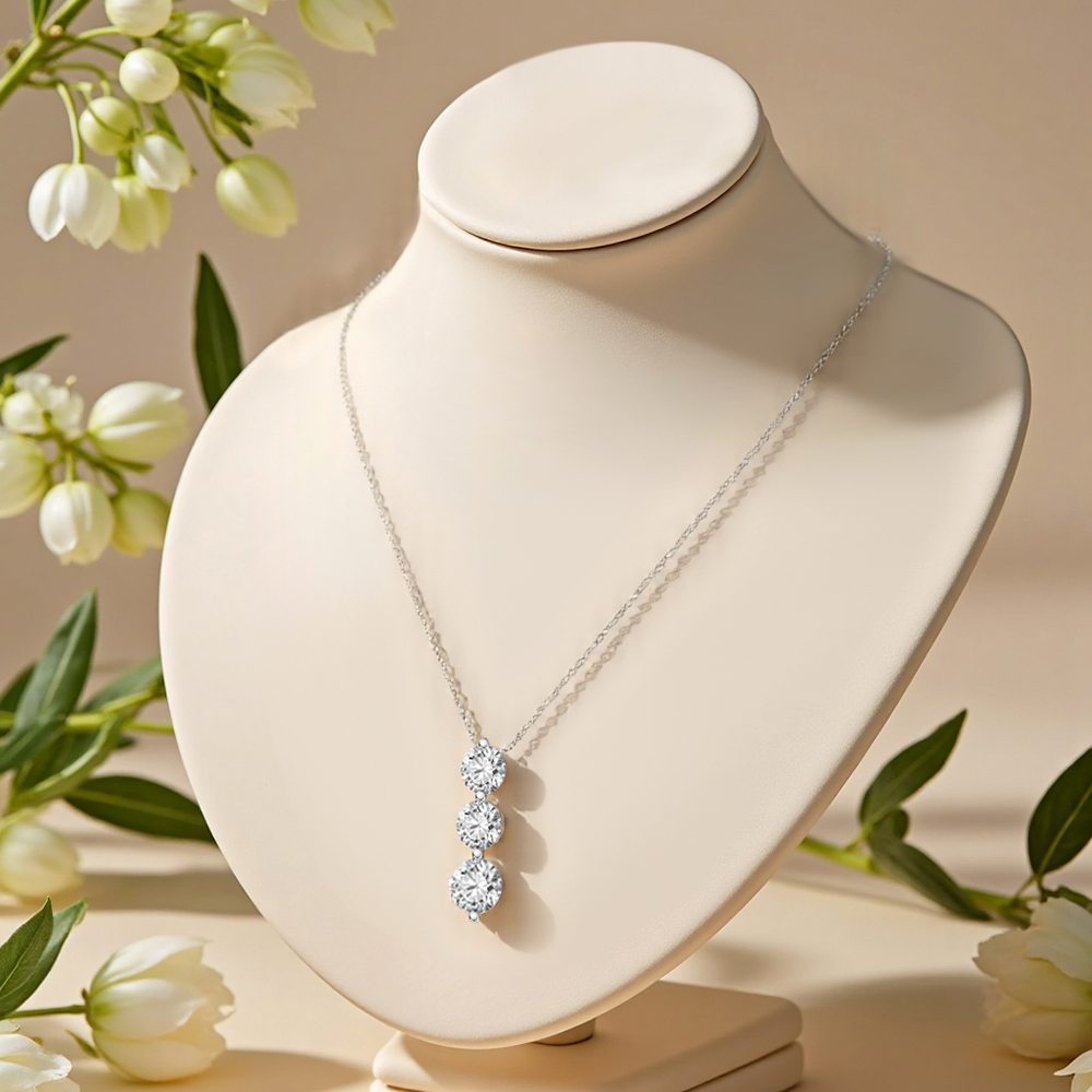 MissDiamond Round Cut Lab Grown Diamond D VS2 Platinum Pendant Necklace MSN-903