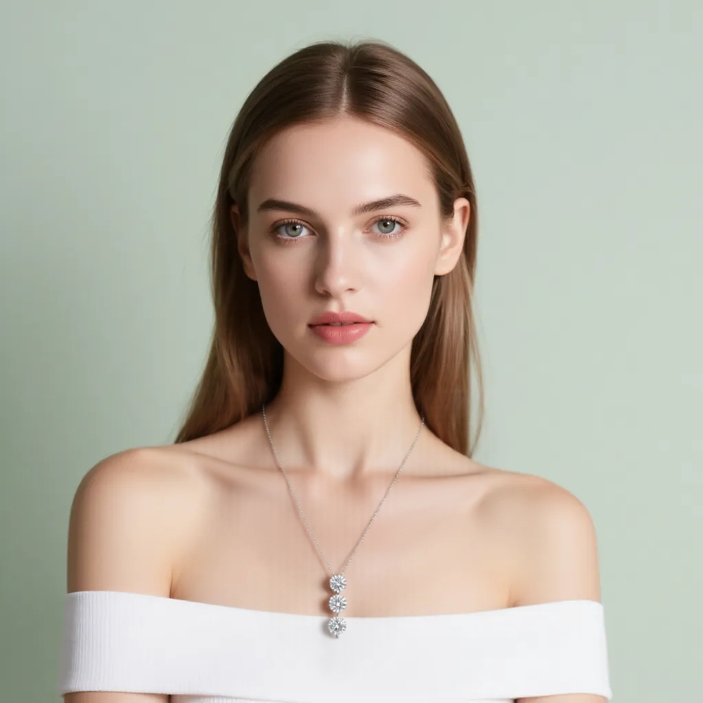 MissDiamond Round Cut Lab Grown Diamond D VS2 Platinum Pendant Necklace MSN-903