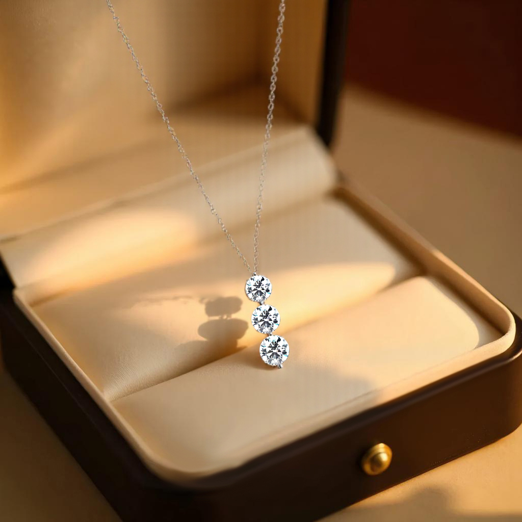 MissDiamond Round Cut Lab Grown Diamond D VS2 Platinum Pendant Necklace MSN-903