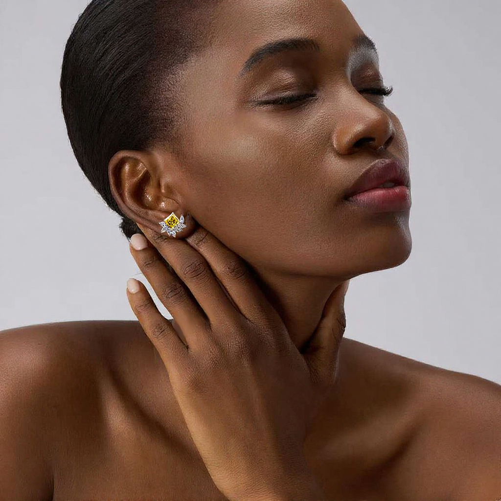 MissDiamond Radiant Cut Lab Grown Diamond 0.69CT FY VS2 Platinum Studs Earrings MSE-864