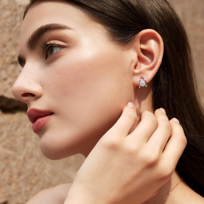 MissDiamond Round Cut Lab Grown Diamond 9K White Gold Hoop Earrings MSE-876