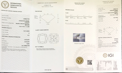 MissDiamond CVD LG586347186 Cushion Cut 5.65CT G VS2 EX EX Lab Grown Diamond