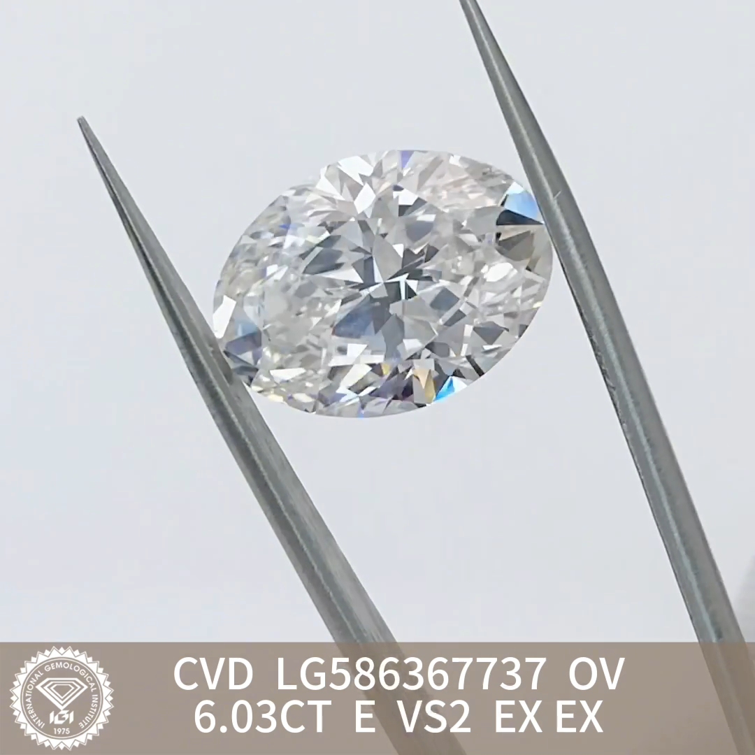 MissDiamond CVD LG586367737 Oval Cut 6.03CT E VS2 EX EX Lab Grown Diamond