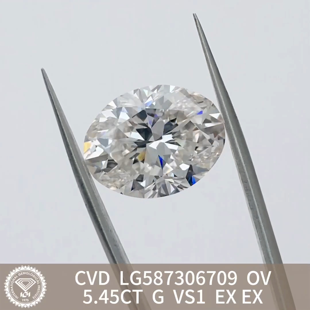 MissDiamond CVD LG587306709 Oval Cut 5.45CT G VS1 EX EX Lab Grown Diamond