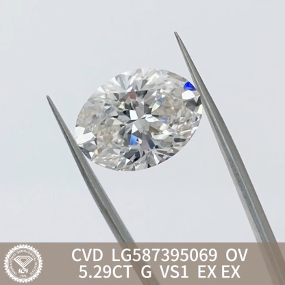 MissDiamond CVD LG587395069 Oval Cut 5.29CT G VS1 EX EX Lab Grown Diamond