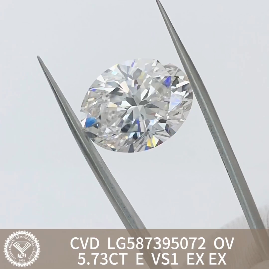 MissDiamond CVD LG587395072 Oval Cut 5.73CT E VS1 EX EX Lab Grown Diamond